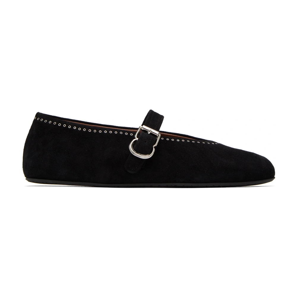 ALAIA Black Suede Ballerina Flats