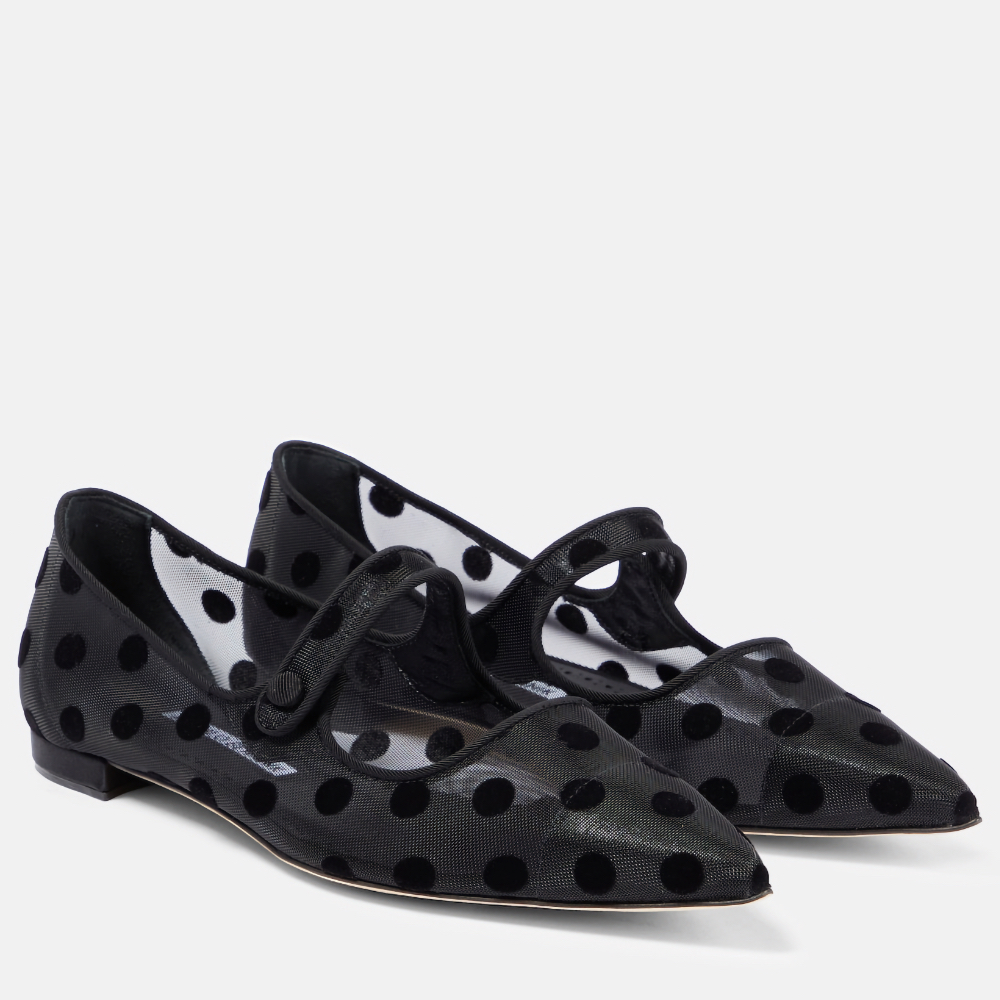 MANOLO BLAHNIK Campari flat mesh polka-dot flats