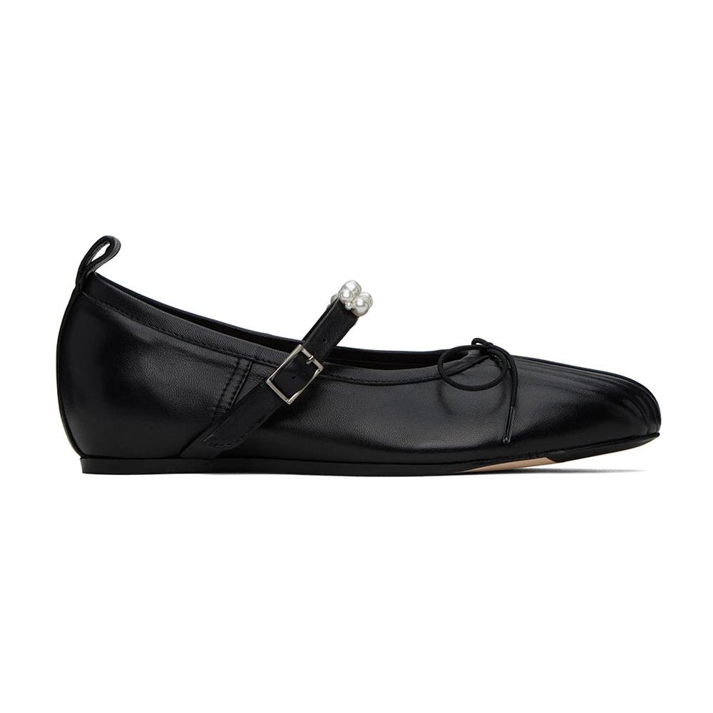 SIMONE ROCHA Black Pleated Ballerina Flats